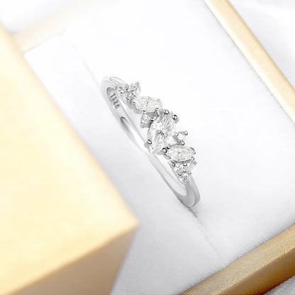 0.58cttw Marquise Cut Weeding Moissanite Rings for Women Double Halo High Quality 925 Sterling Silver Half Eternity Band