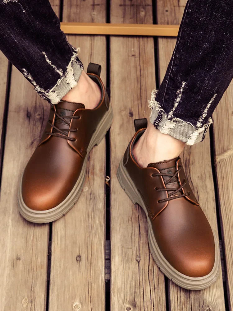 Handmade Men's Business Casual Shoes Comfortable Classic Lace-Up Work Shoes Fashionable Wedding Men's Footwear