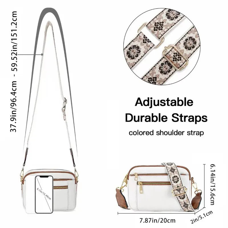 Ladies' Small Square Bag Two-tone Leather Crossbody Bag Large-capacity PU Crossbody Wallet Multi-functional Small Square Bag
