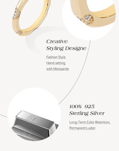 2025 Minimalist Style Moissanite Rings Handmade Design Lab Diamond S925 Silver Unisex Party Band Fine Jewelry Gifts