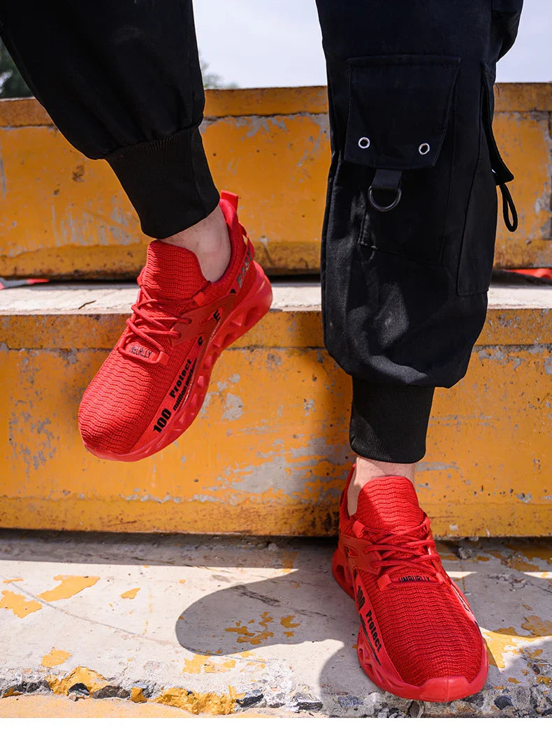 Work Safety Shoes For Men Lightweight Protective Work Sneakers Lightweight Men Shoes Breathable Shoes Anti-Puncture Work Shoe