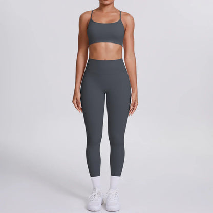 Yoga Suit Sports Set Gym Seamless High Impact Sports Bra Women's High Waist and Hips Tight Peach Buttocks Pants Womens Sportswea