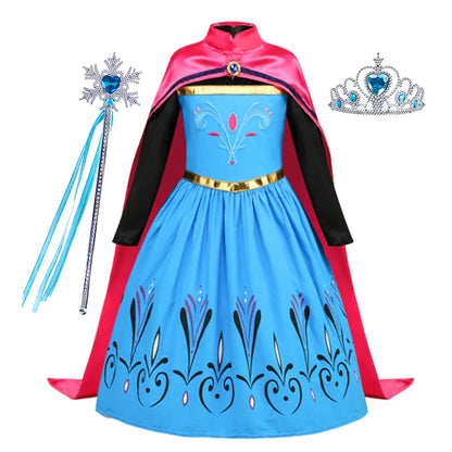 Girl Princess Dress Halloween 2026 Cosplay Party Costume Snow Queen Princess Clothes Children Outfit