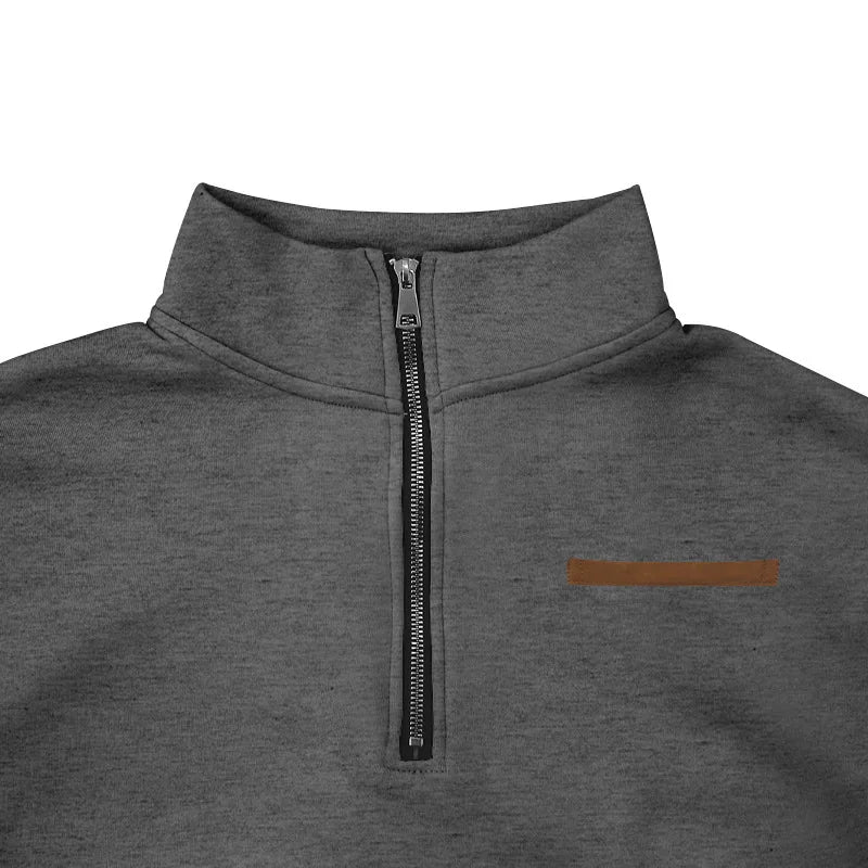 American autumn and winter heavy fleece long-sleeved men's sweater half zipper loose stand-up collar pullover men's sweater