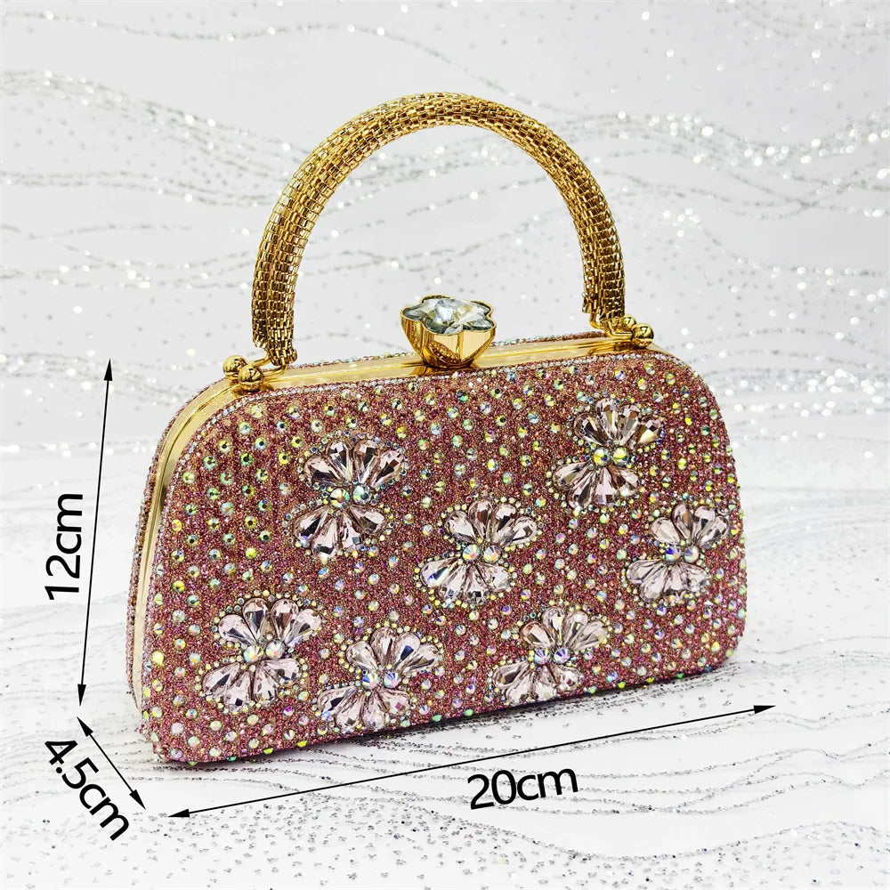 Purple High Heel Party Shoes & Rhinestone Handbag Set - Elegant Italian Design for Weddings and Special Occasion