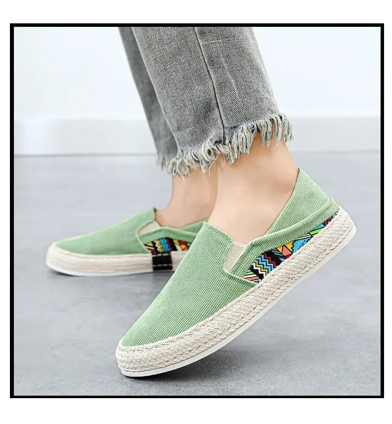 Sapatilhas Casuais Masculinas de Lona Tênis Masculino Slip-on Vulcanizado Confortáveis Sapatilhas Masculinas Mocassins Sapatos de Condução Zapatos Hombre
