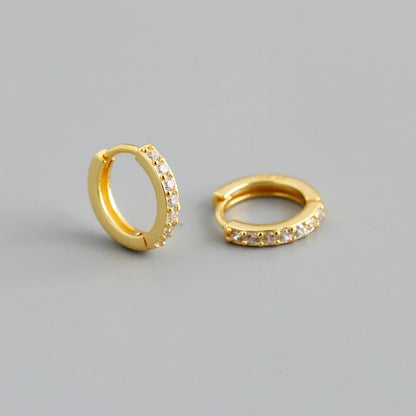 Real 925 Sterling Silver Gothic Simple White Zircon Hoop Earrings for Women Men Charms Unique Party Couple Jewelry 2021