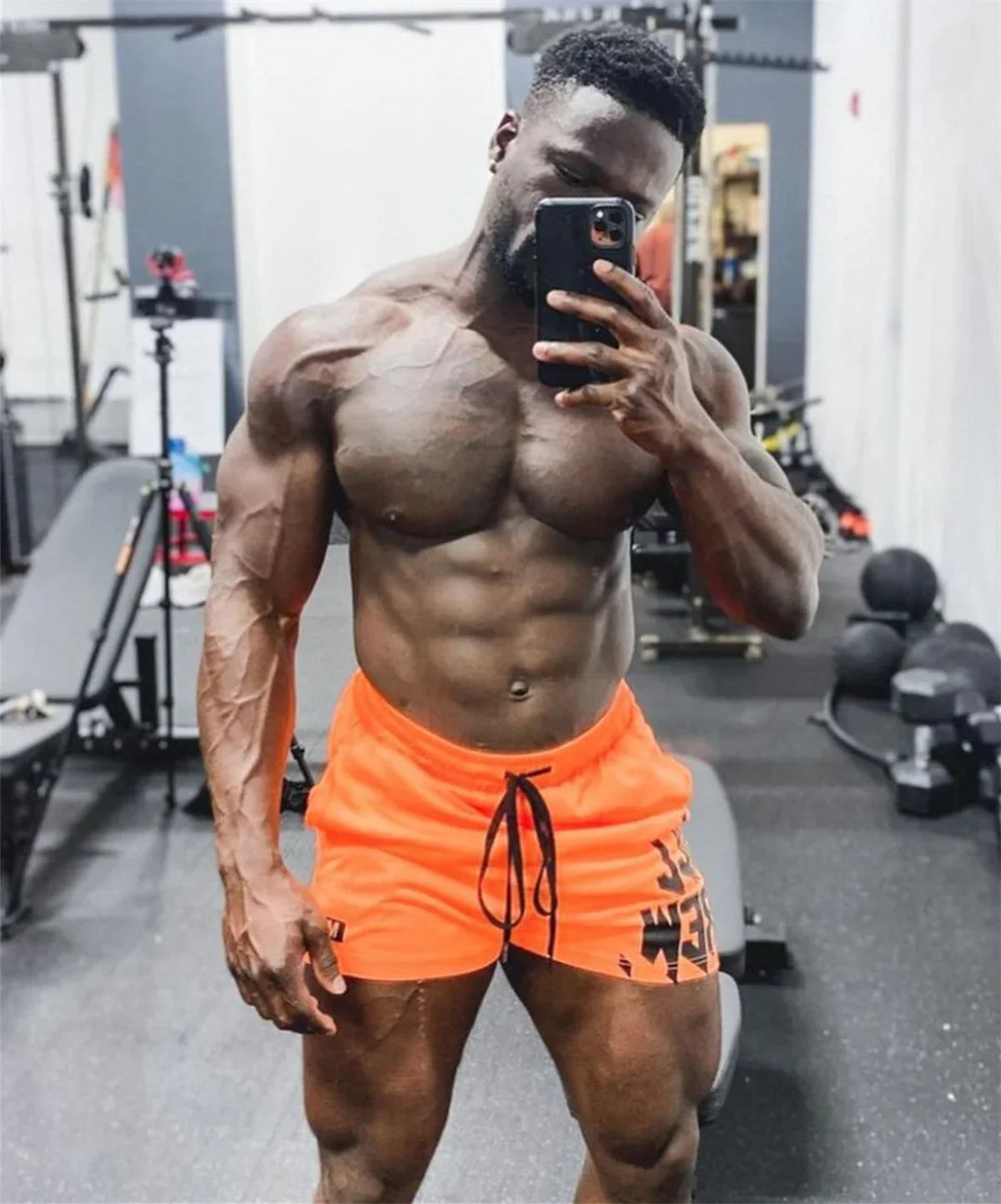 Bodybuilding Shorts Men Running Sport Gym Fitness Breathable Mesh Bermuda