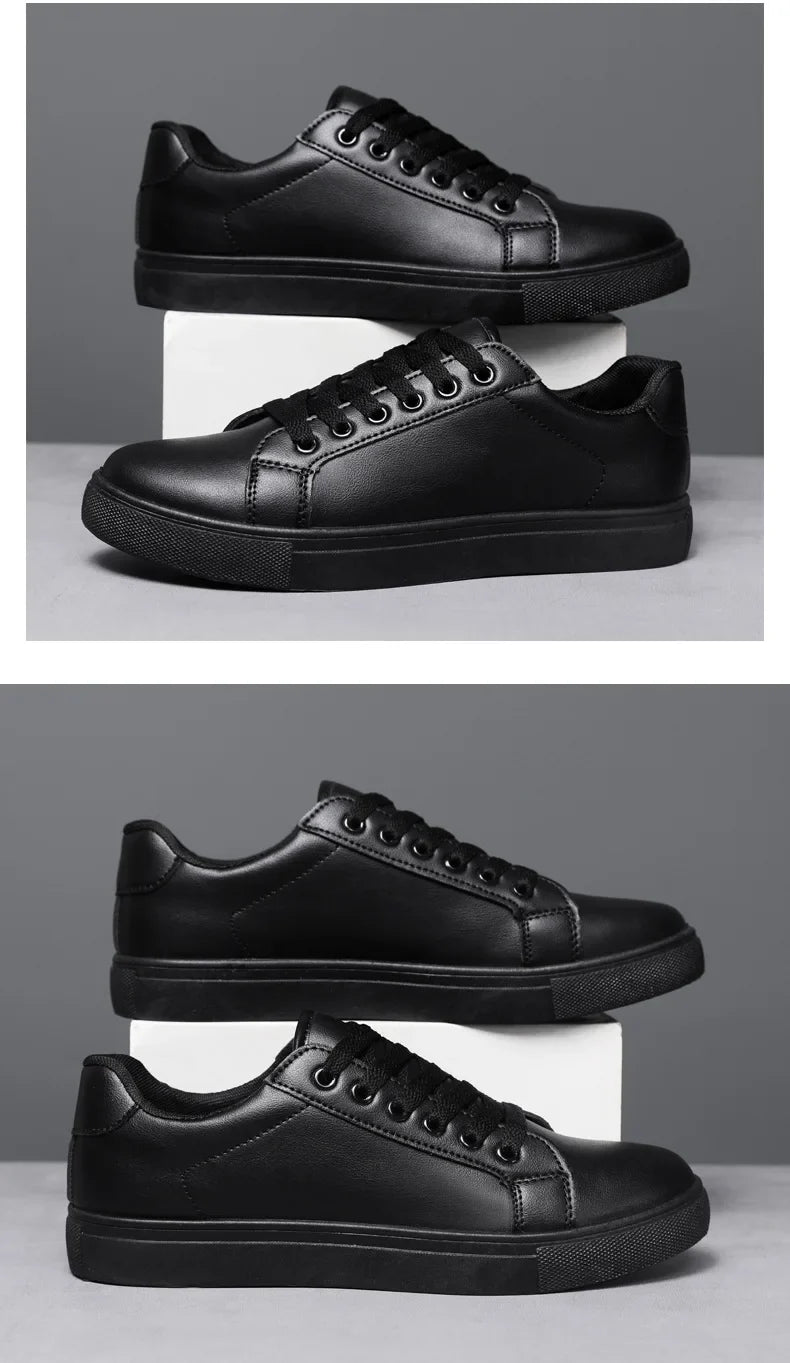 White Black Men Shoes Comfortable Casual Skateboard Shoes Men Solid Leisure Sneakers Lightweight Walking Shoes