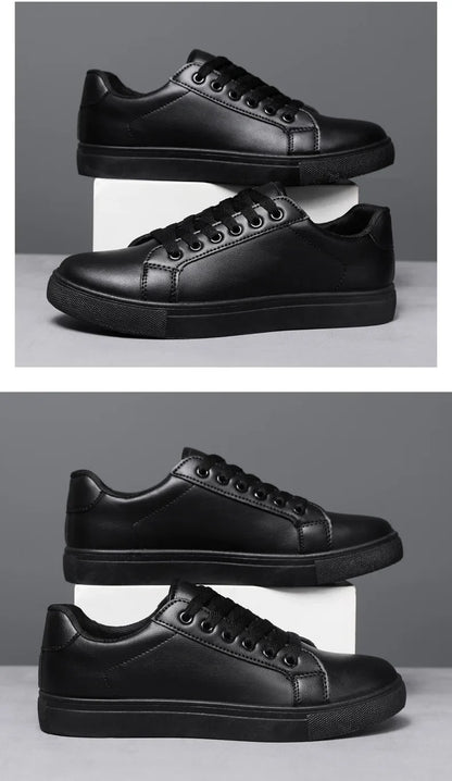 White Black Men Shoes Comfortable Casual Skateboard Shoes Men Solid Leisure Sneakers Lightweight Walking Shoes