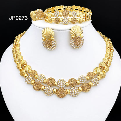 latest Italian Ladies Fine Jewelry Sets Gold Color Women Necklace Earrings African Big Jewelry Wedding Party Gift