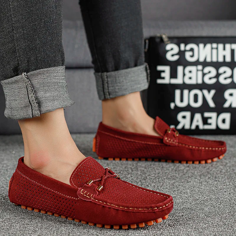 Mens Casual Shoes Genuine Leather Man Loafers Slip on Flats Lightweight Mens Driving Shoes Lazy Shoes