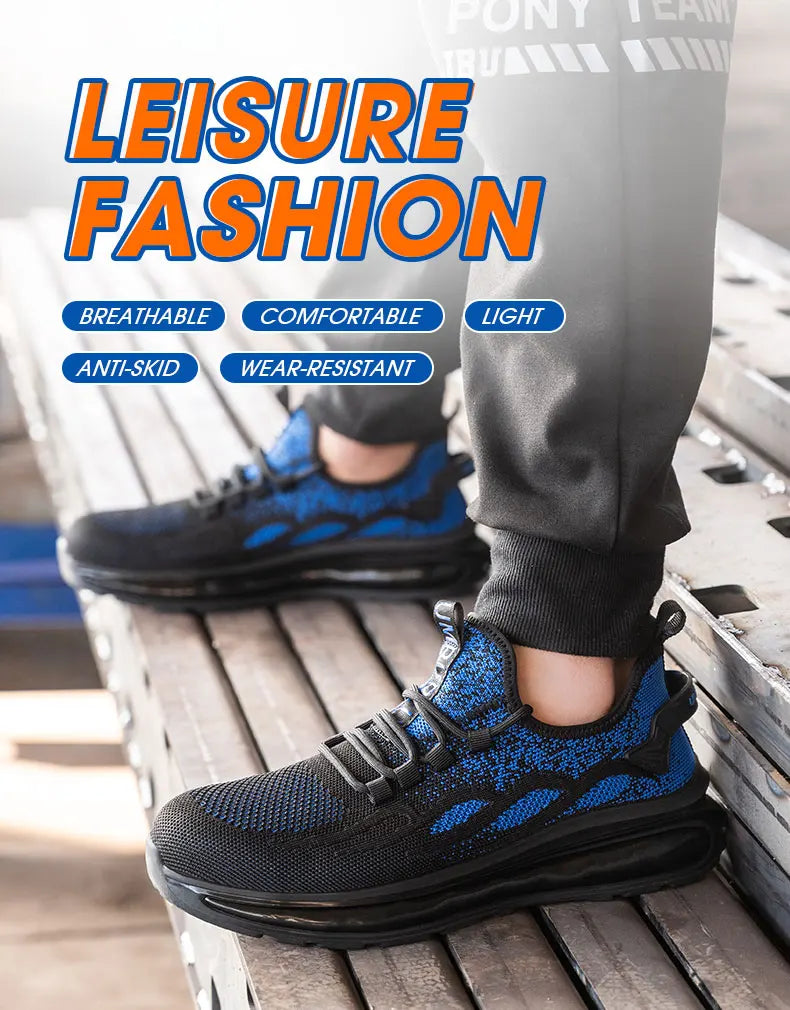 Women Lightweight Safety Shoes Casual Cushioned Work Sneakers Steel Toe Shoes Construction Safety Boots Anti-smash Work Shoes