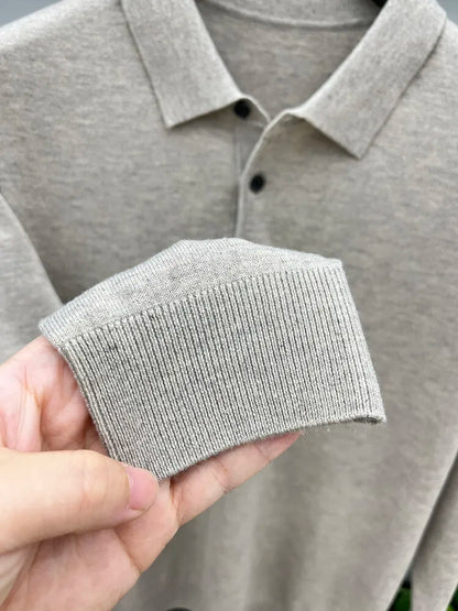 Men's Long Sleeve Fashion Casual Polo, Shirt Collar Pullover Sweater. Business Sweater T-shirt Golf Spring & Autumn Wool