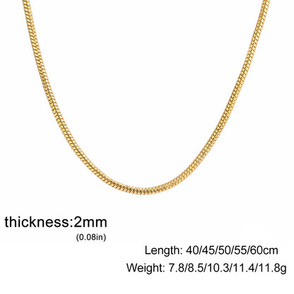 Stainless Steel Gold Color Round Snake Chain Necklace Women Men Long Neck Chains Trendy Punk Jewelry Gift Wholesale