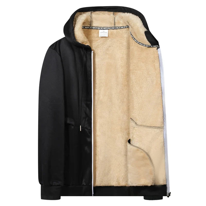 Men's Heavyweight Sherpa Fleece Lined Jackets Coats Windproof Zip Up Hoodie Winter Warm Hooded Sweatshirt Outerwear Outfits Tops