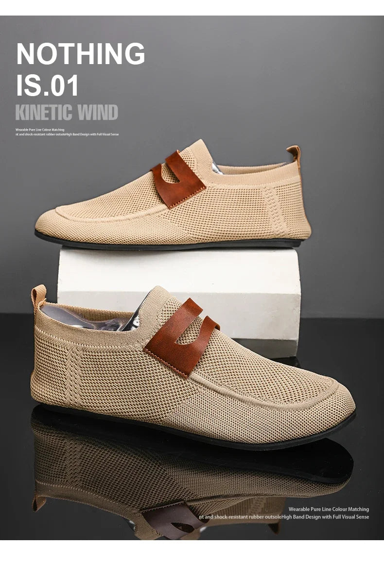 Men's Non Slip Loafers Thin Bottom Breathable Casual Slip on Lightweight Fashion Loafer Comfortable Driving Office Shoes