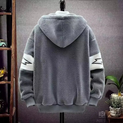 Jaqueta de Algodão Masculina para Estudantes, Blusão de Veludo Cordeiro Grosso Forrado com Fleece, Ajuste Solto Casual, Agasalho Quente para Outono Inverno