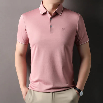 Men's Embroidered Short Sleeved Cotton Polo Shirt High End Brand Lapel T-Shirt Simple Casual Summer Breathable Top Men's Wear