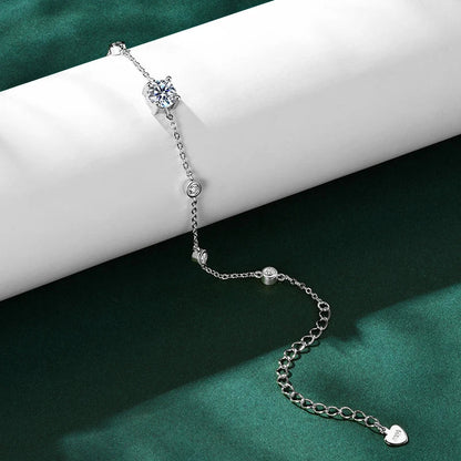 7 Stones 100% Real Moissanite Bracelets for Women D Color Four-claw S925 Sterling Silver Luxury Chain Lab Diamond Jewelry
