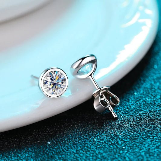1ct D Color Moissanite Earring 925 Sterling Sliver Plated White Gold Ear Stud Wedding Engagement Earrings For Women