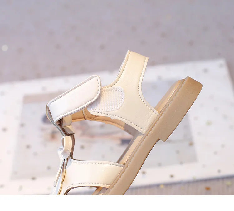Girls Summer Sandals Toe-covered Anti-kick 2025 Brand New Children Flat Sandals Princess INS Hot Trend Toddler Clog Shoes I03055