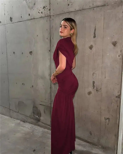 Summer Draped Ruched Sexy Mini Dress Women 2025 New Irregular High Waist Slim Fit Dress Female Elegant Club Tank Dress