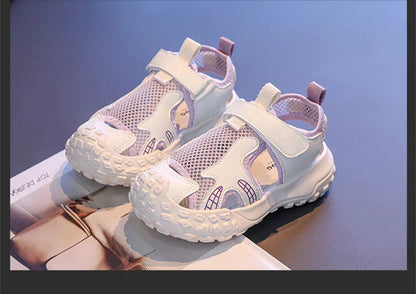 Children's sports sandals 2025new style summer girls' single mesh casual shoes anti-slip boys' closed-toe soft-soled beach shoes