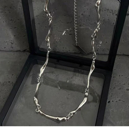 New Irregular Wave Shape Chain Men Necklace Advanced Sense Stainless Steel Figaro Cuban Chain Necklace For Men Women Jewelry