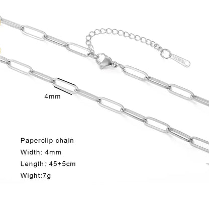 Stainless Steel Gold Color Chain Necklace Women Minimalist Cuban Paperclip Twisted Snake Chain Fashion Jewelry Wholesale