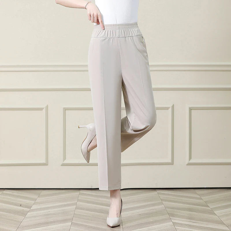 Summer New Ice Silk Casual Trousers Thin Sports Loose Trend Straight Quick-drying Mom Trousers
