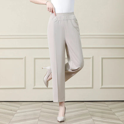Summer New Ice Silk Casual Trousers Thin Sports Loose Trend Straight Quick-drying Mom Trousers