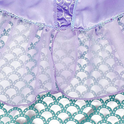 NEW Casual Ariel Mermaid Costume for Toddler Dress up Party Girls Siren Disguise Halloween Princess Apparel Fairy Little Mermaid