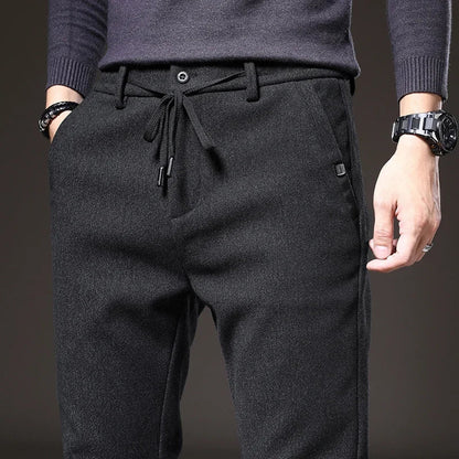 2024 New Brand Slim Casual Pants Men Spring Autumn Business Work Cotton Black Grey Blue Trousers Male Fashion Korean Clothing