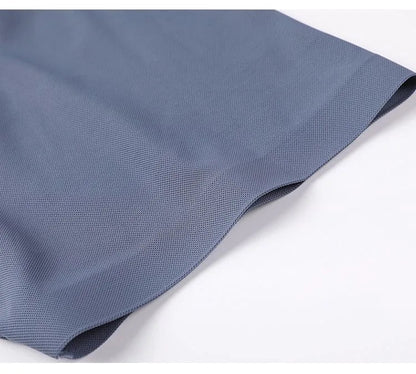 High quality wrinkle resistant ice silk short sleeve t-shirt men's summer Lapel loose casual solid color top high-end polo men