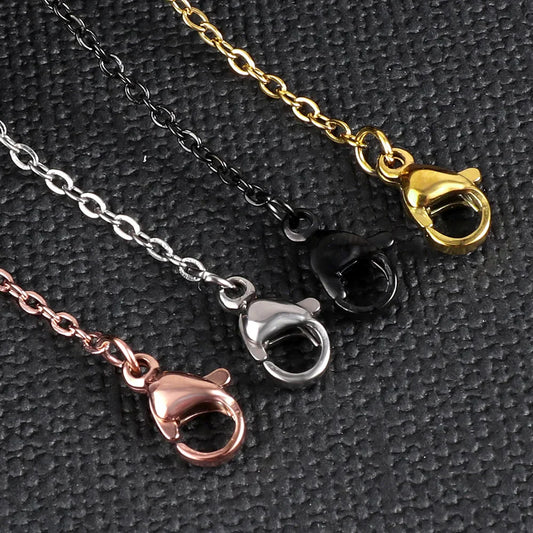 10Pcs/Lot Stainless Steel Chains 2mm/1mm O Shape Rolo Link Cuban Long Necklace For Women Pendant DIY Jewelry Wholesale