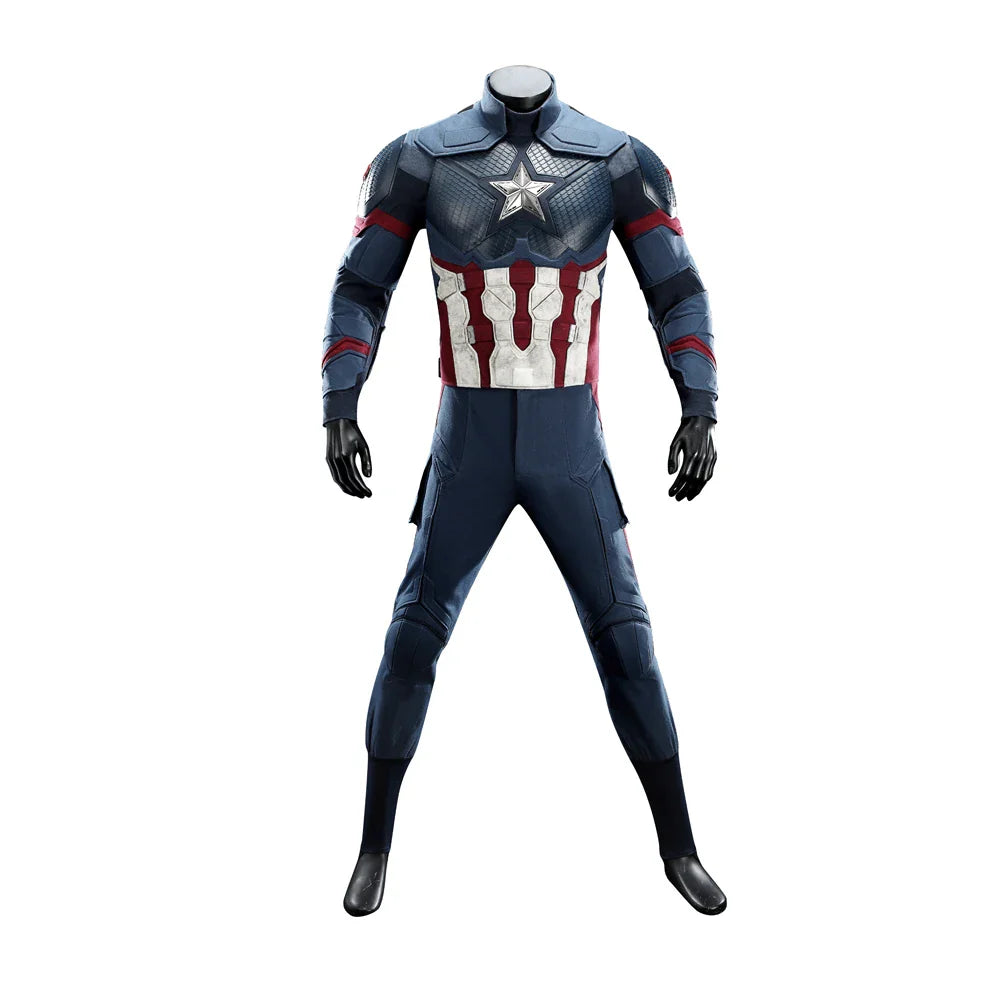 High Quality Adult Superhero Captain Steven Rogers Cosplay Costume Battle Uniform Costume  Halloween Carnival Helmet Boots