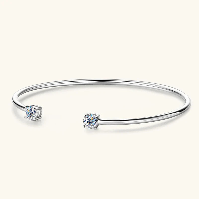 5mm 0.5ct D Moissanite Diamond Cuff Bangle for Women Wedding Bracelet Real Silver 925 Open Bangle Engagement Fine Jewelry