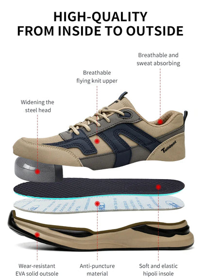 Safety Shoes Men With Steel Toe Cap Anti-smash Men Work Shoes Sneakers Light Puncture-Proof Indestructible Shoes Dropshipping