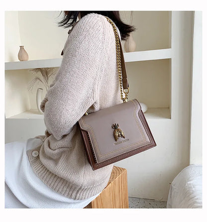 Luxury Brand Women Handbag 2024 New Retro Bee Female Shoulder Bag Simple High Quality Leather Designer Crossbody Bags