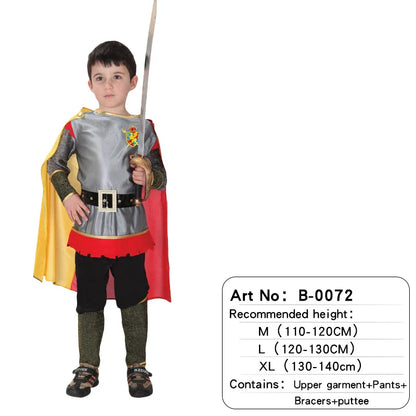 Child Greek Roman Warrior Gladiator Costume Boys Knight Cosplay Carnival Party Fancy Dress No Weapon