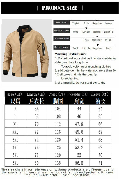 Men Solid Casual Windbreaker Bomber Jacket Coat Spring Autumn New Hot Men Windproof Outwear Slim Jacket Coats Male Plus Size 6XL