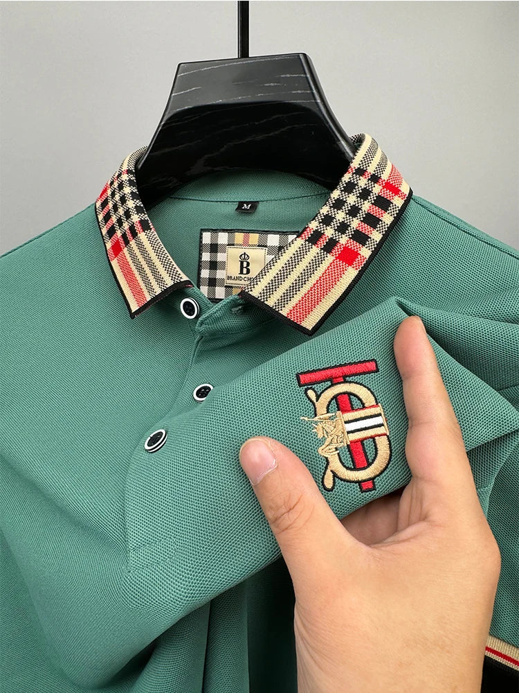 Men's Summer New Embroidered Short Sleeved Polo Shirt Luxury Brand Trendy Casual Lapel T-Shirt Breathable Top Men's Clothing