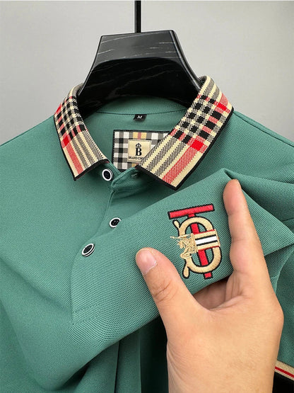 Men's Summer New Embroidered Short Sleeved Polo Shirt Luxury Brand Trendy Casual Lapel T-Shirt Breathable Top Men's Clothing