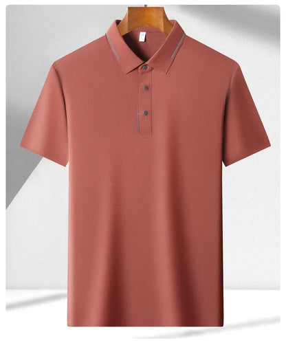 Men's Seamless Knit Polo Shirt - Summer Short Sleeve, Stretch Polyamide Spandex Blend Business Casual T-shirt