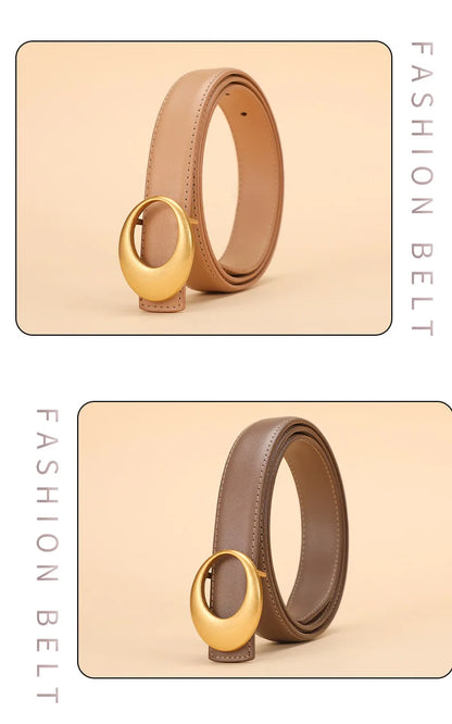 Fashionable women's belt; cowhide leather belt for women; versatile decoration with a high-end feel; trendy Korean-style