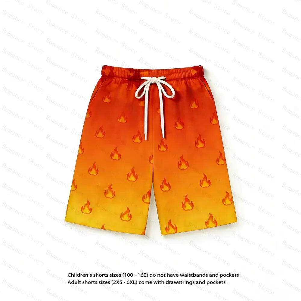 Anime One Piece Family Matching Outfits Ace Print Short Sleeve T-Shirt Shorts Set for Kids Adults Woman t-shirts and Shorts Set