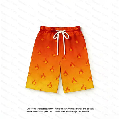 Anime One Piece Family Matching Outfits Ace Print Short Sleeve T-Shirt Shorts Set for Kids Adults Woman t-shirts and Shorts Set