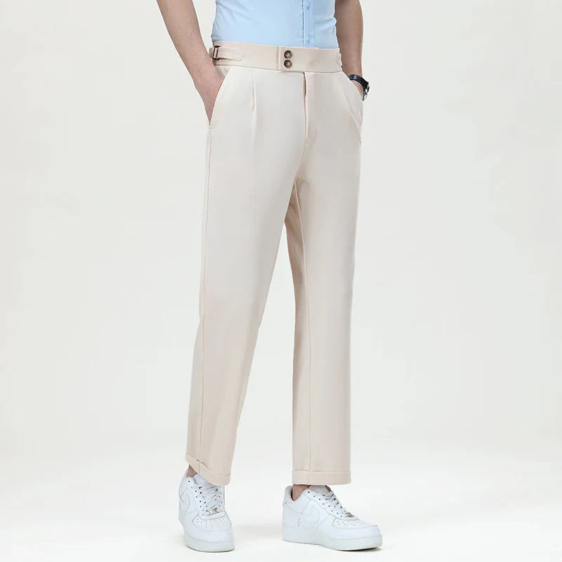 Mens Dress Pants Elastic Business Casual Pants Groom Wedding Party Formal Pants for Men Office Commute Pants
