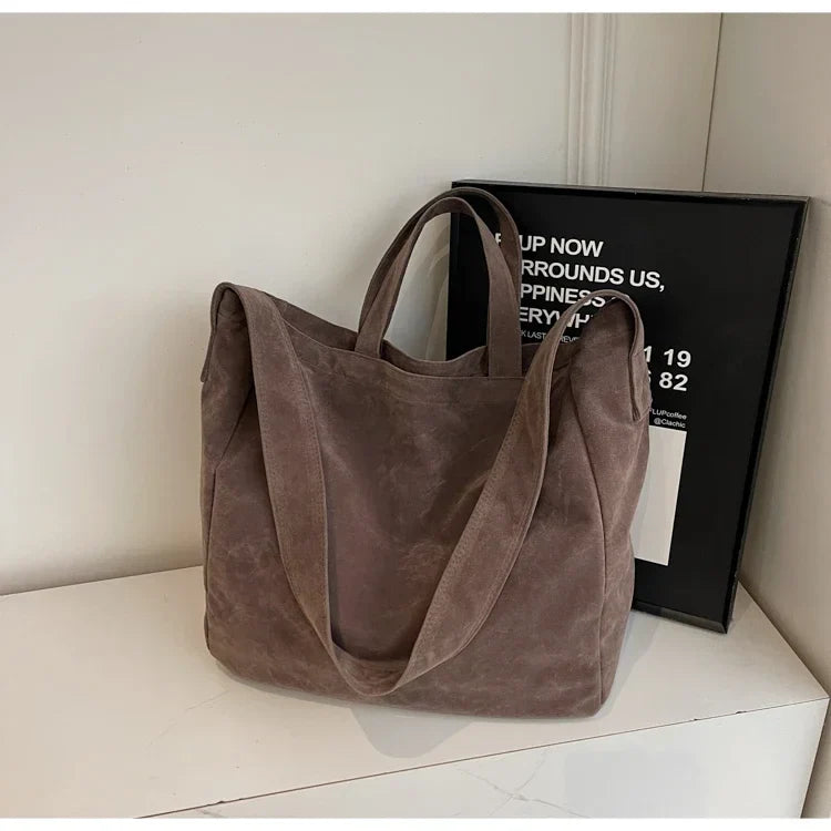 Large Capacity Velvet 2024 Hot Selling Tote Bag Zipper Solid Color Popular Fashion Handbag Soft Simple Commuting Shoulder Bag
